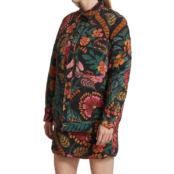 Farm Rio Women's Multicolor Floral Print Oversized Canvas Jacket Size Large - Picture 3 of 11